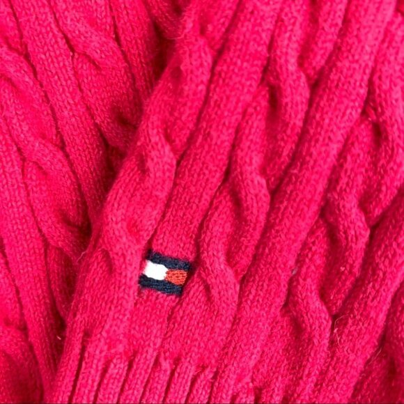 Vintage Tommy Hilfiger Cable Knit  V-Neck Sweater - Picture 4 of 9